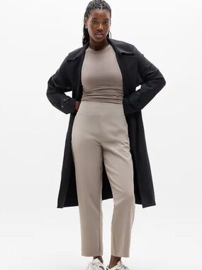 Athleta Endless High Waisted Tapered Stretch Fabric Mushroom Light Beige Pant